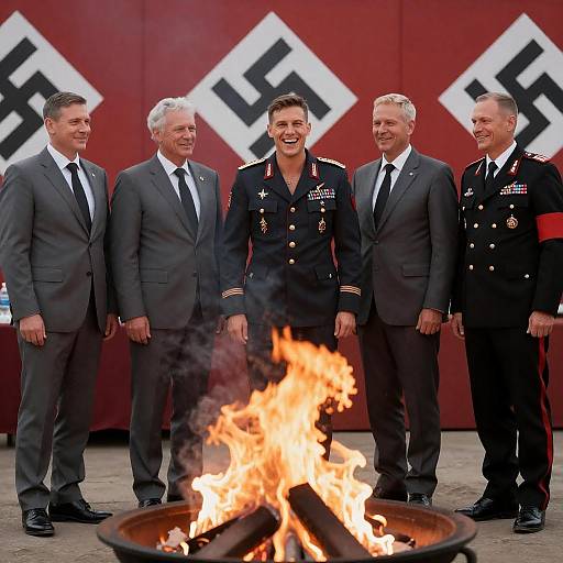 Men Gathering Around Fiery Pit