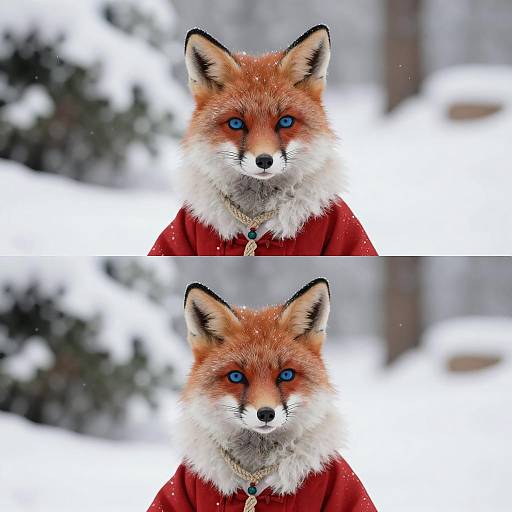 Charming Fox Creature in Snowy Setting