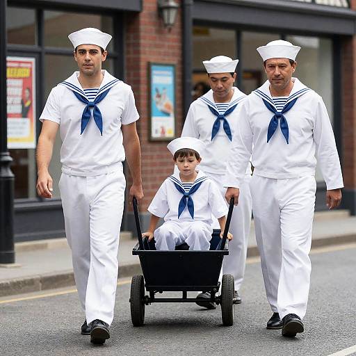 Sailors and Boy: A Charming Street Scene