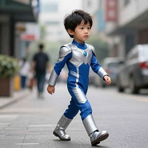 Robotboy in Futuristic Street Walk