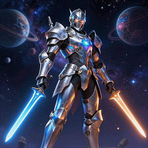 Cosmic Knight in Futuristic Armor