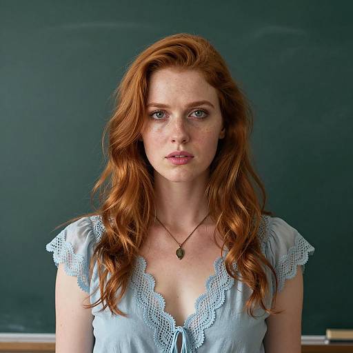 Portrait of Woman with Red Wavy Hair