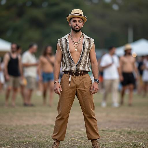 Bearded Male in Festival Outfit