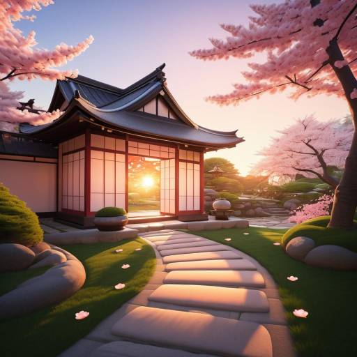 Serene Japanese Garden at Dawn