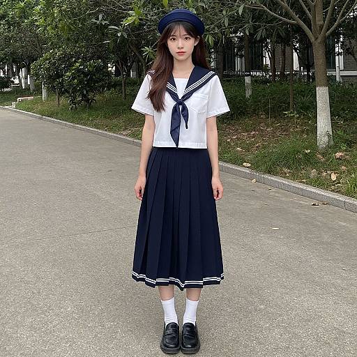 Nautical Schoolgirl in Realistic Photo