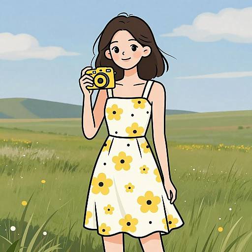 Smiling Woman in Polka Dot Sundress