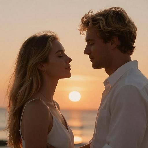 Couple Facing Each Other at Sunset