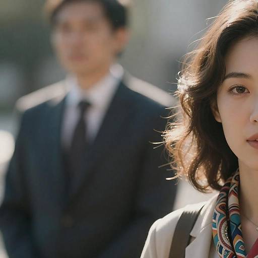 Sunlit Portrait With Patterned Scarf