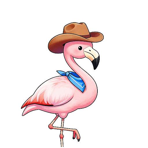 Whimsical Pastel Flamingo Cowboy Art