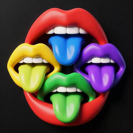 Bold 80s Pop Art Multicolored Lips