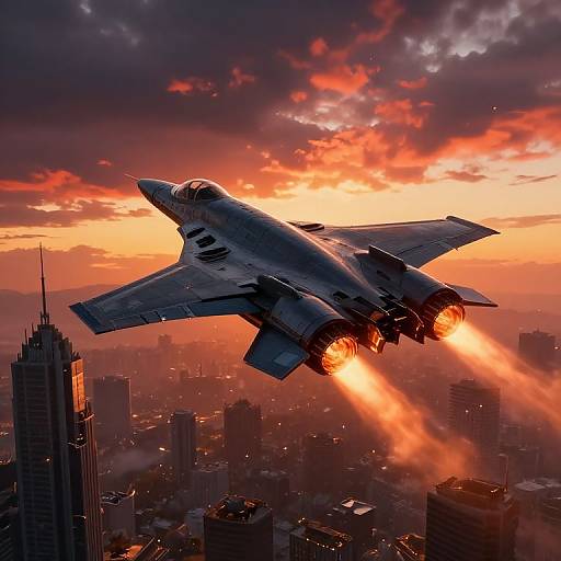 Sci-Fi Jet Fighter Over Post-Apocalyptic Earth