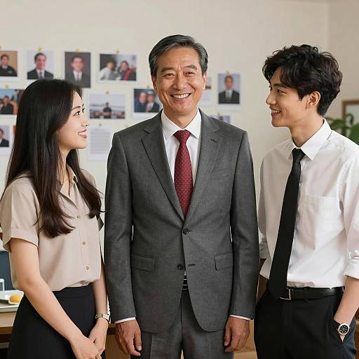 Smiling Trio in a Cozy Room