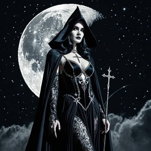 Dark Veil Lunar Witch with Cross Staff