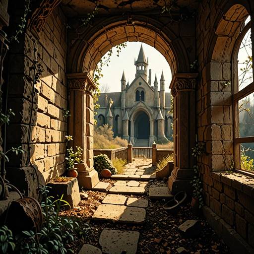 Sorrowful Bard in Gothic Ruins