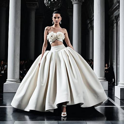 Avant-garde Ivory Couture Gown on Runway