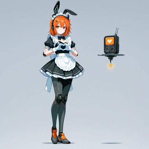 Futuristic Android Maid in Virtual Reality