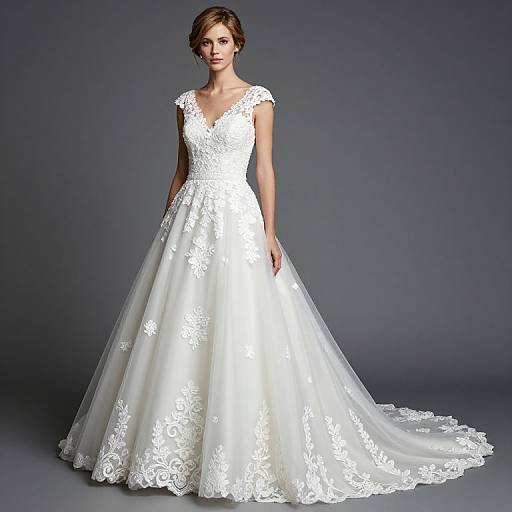 Elegant Lace Applique Tulle Wedding Dress