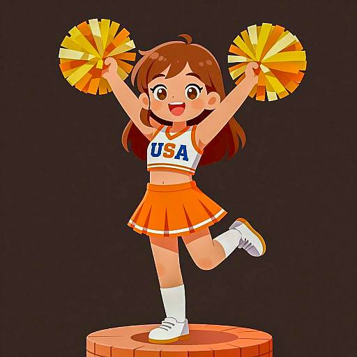Cheerful Anime Cheerleader Illustration