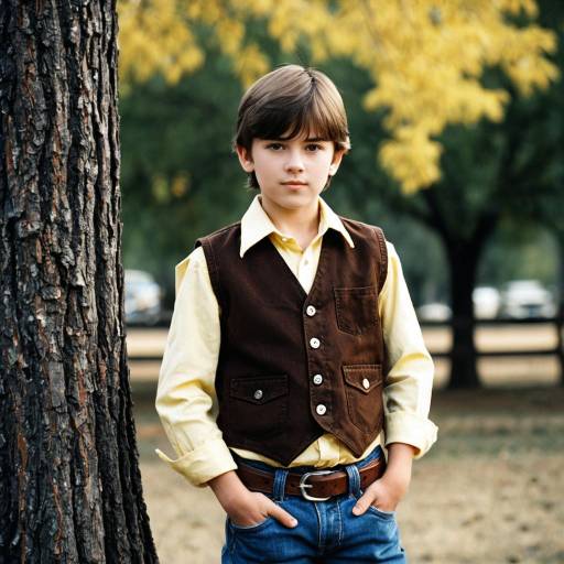 Boy in Autumn Park Wearing Vest