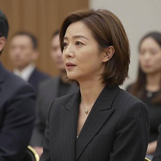 Elegant Woman in Pinstripe Blazer Portrait