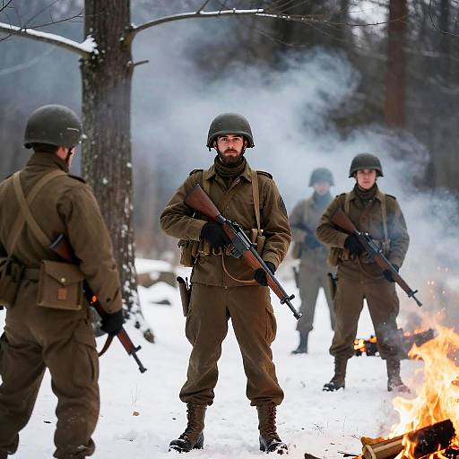 Winter Soldiers Amidst Snowy Forest