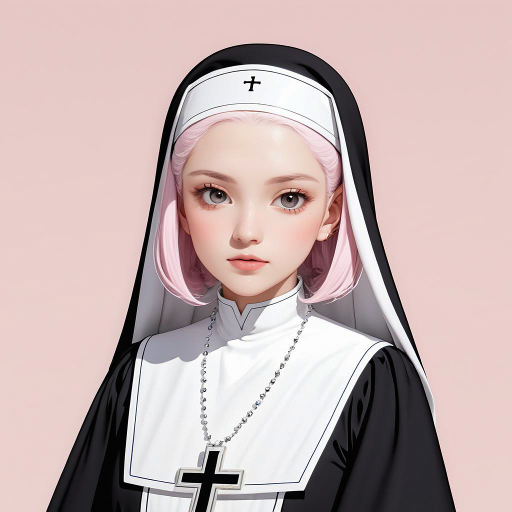 Cheerful Teenage Nun in 3D Animation