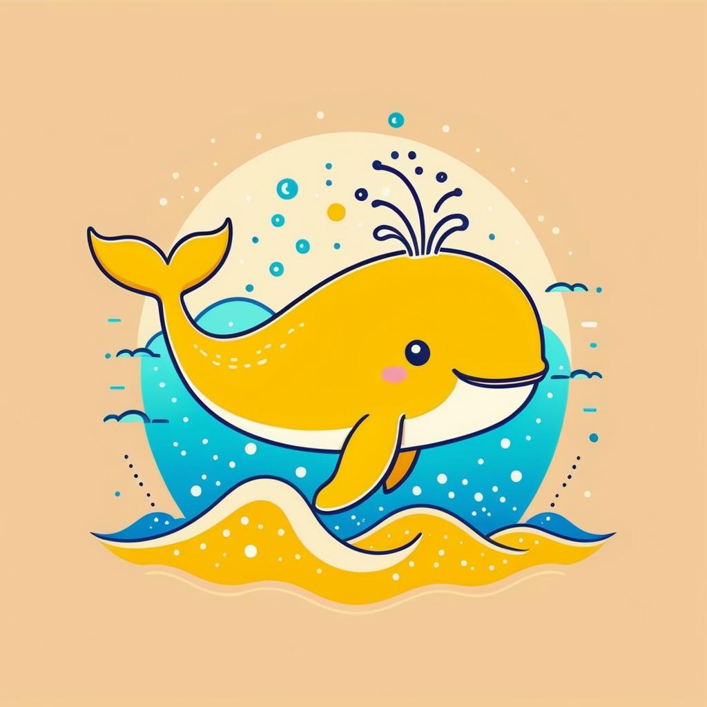 Vibrant Kawaii Whale Line Art Design