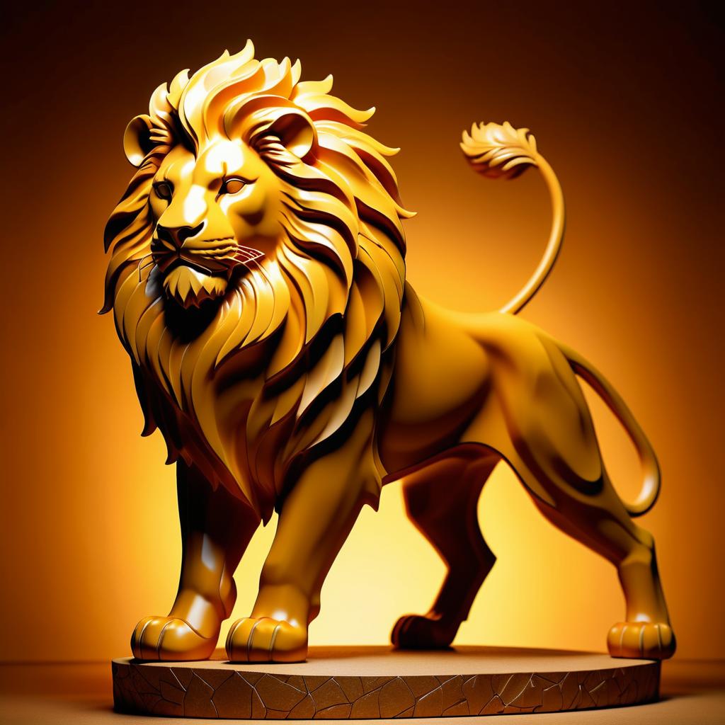 Dynamic Lion in Warm Amber Hues