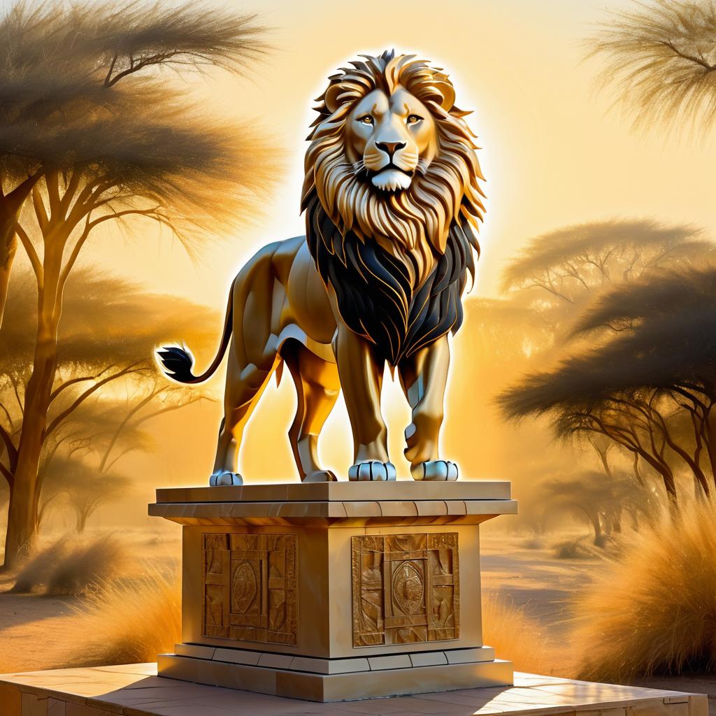 Majestic Lion on an Ancient Pedestal