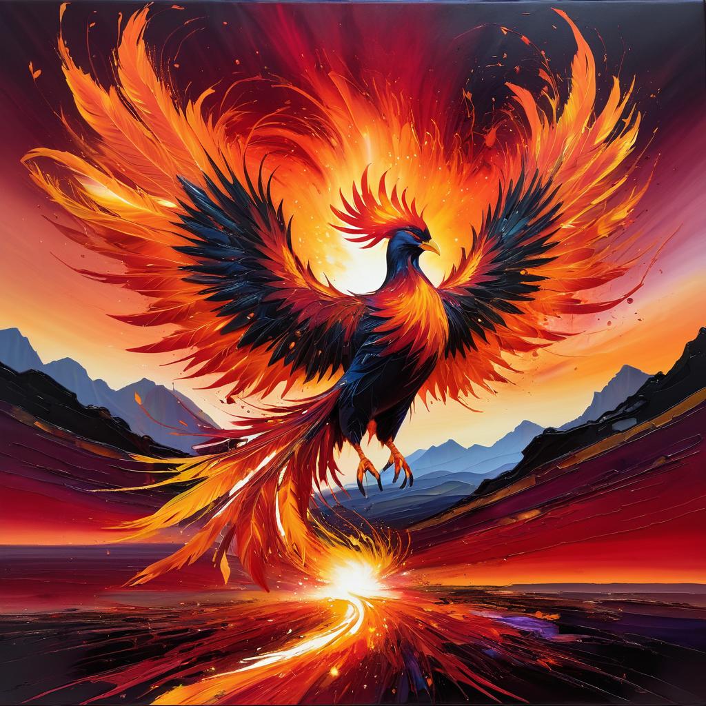 Vibrant Phoenix Rising Abstract Artwork