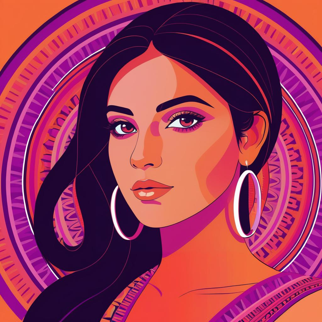 Stylized Upper-Body Hispanic Woman Illustration