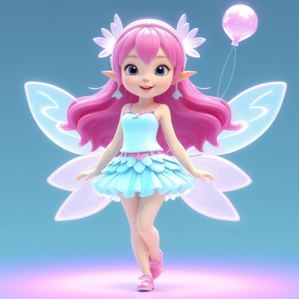 Kawaii Fairy in 3D Animation Laughing