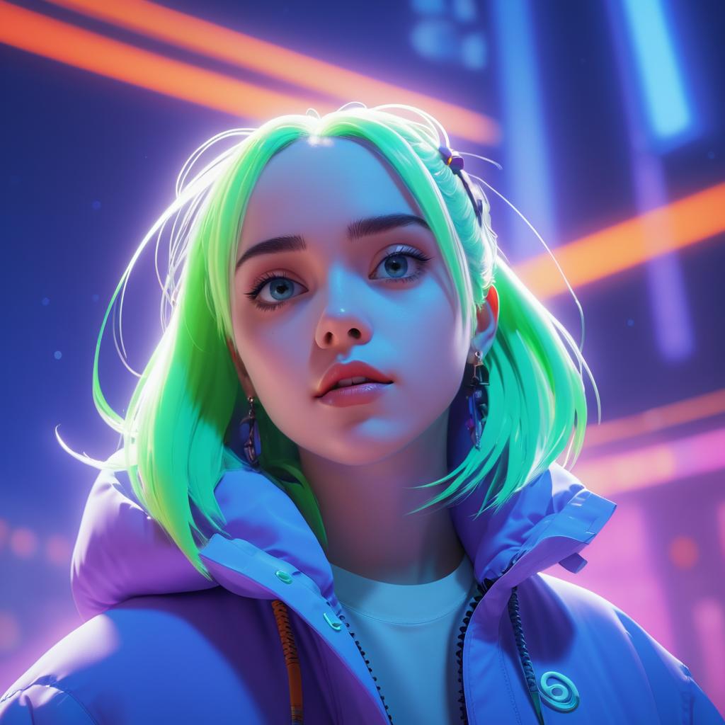 Billie Eilish in a Blizzard Art Style