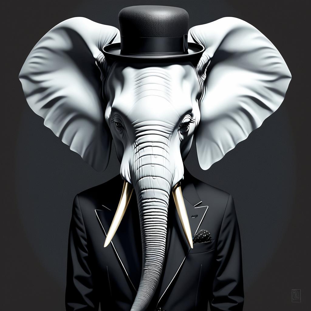 Chic Minimalist Elephant in Hyper-Realism