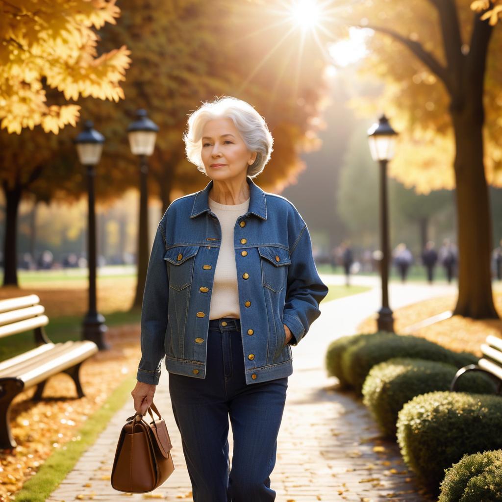 Cozy Autumn Stroll with Elderly Woman