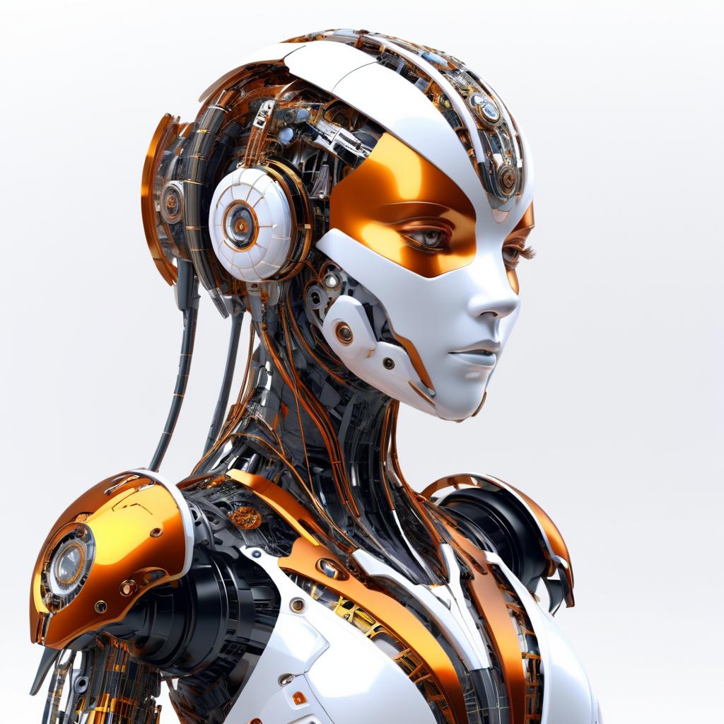 Futuristic Humanoid Robot Portrait Render