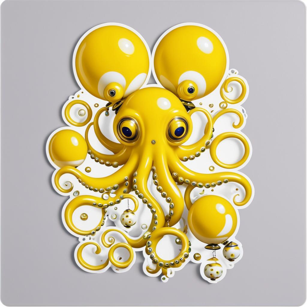 Surreal Octopus Juggling in Vibrant Art