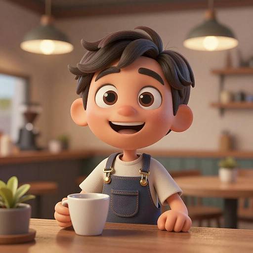 3D Quirky Indie Coffee Shop Owner Portrait