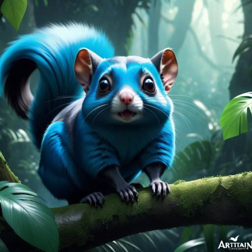 Spectacular Blue Flying Squirrel in Rainforest Spectacular Blue Flying Squirrel in Rainforest