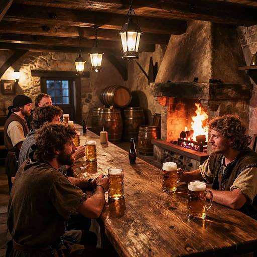 Lively Medieval Tavern Interior Scene