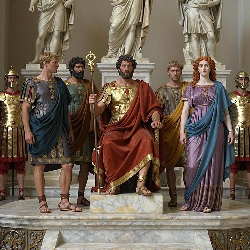 Ancient Roman Gathering on Marble Platform