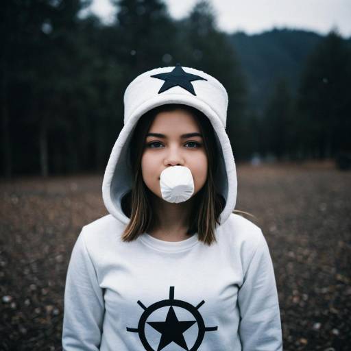 Girl in Marshmallow Costume with Star Hoodie Outdoors