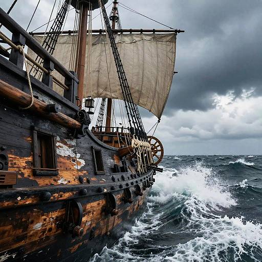 Dramatic Pirate Ship in Storm