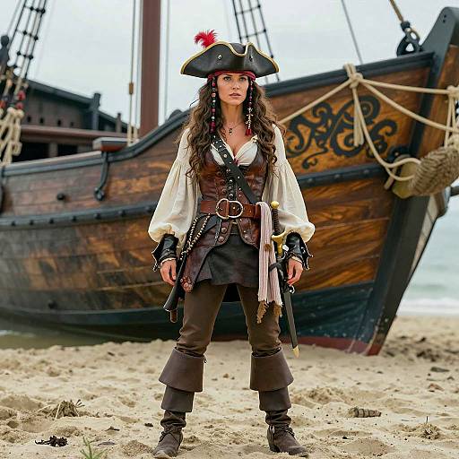 Cinematic Pirate Woman on Beach