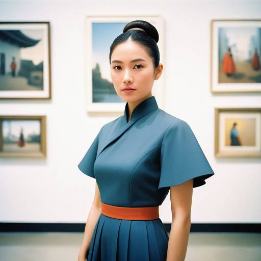 Elegant Asian Woman in Art Gallery Elegant Asian Woman in Art Gallery