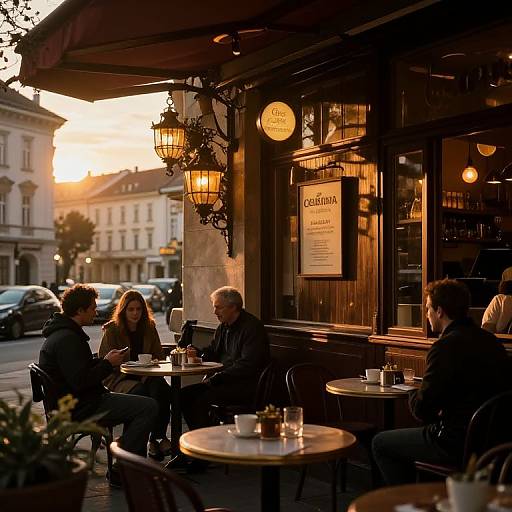 Cinematic Viennese Coffee Shop Sunset