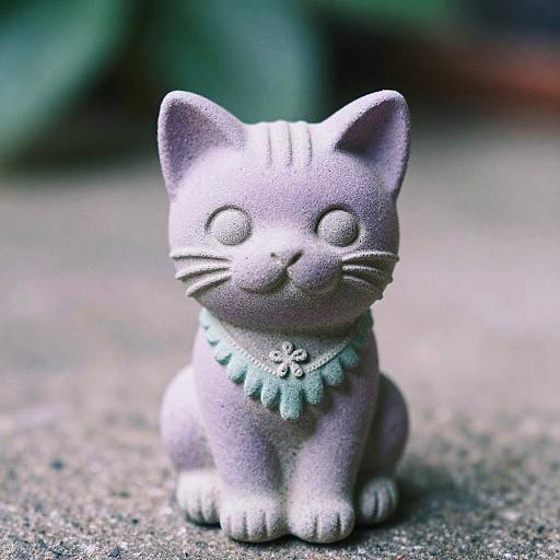Pastel Sandstone Kitten Statue Macro