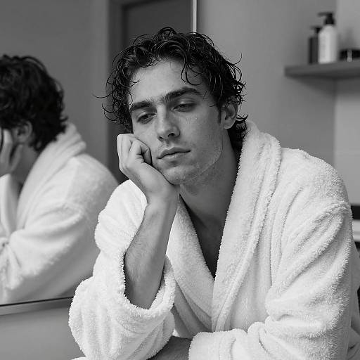 Pensive Man in Bathrobe