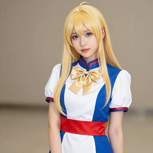 Blonde Girl in Blue Uniform
