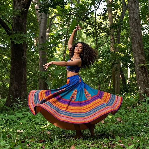 Curly-Haired Indian Girl Dancing